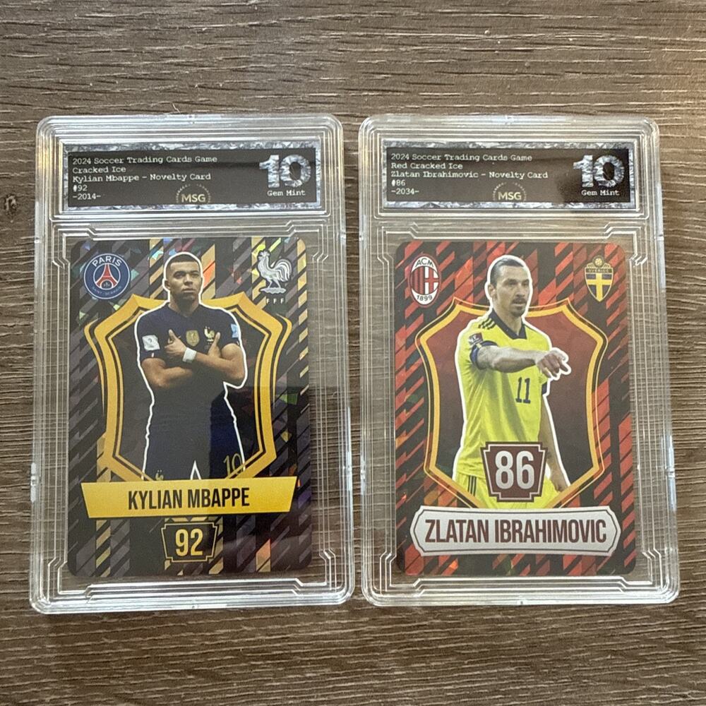 2024 Soccer Graded 10 - Zlatan Ibrahimovic, & Kylian Mbappe World Cup Cards